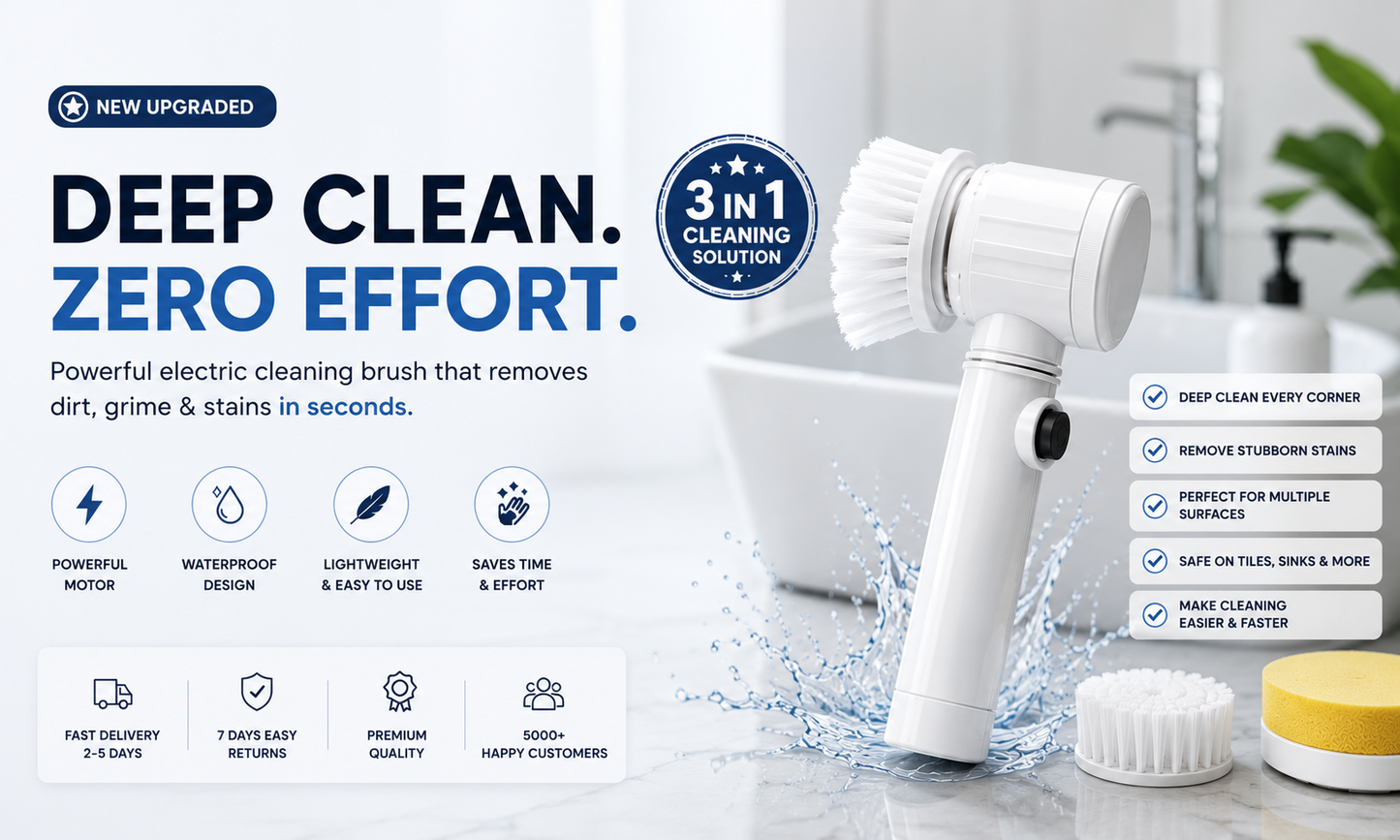Scrubix Electric Spin Scrubber – 5-in-1 Power Cleaning Brush